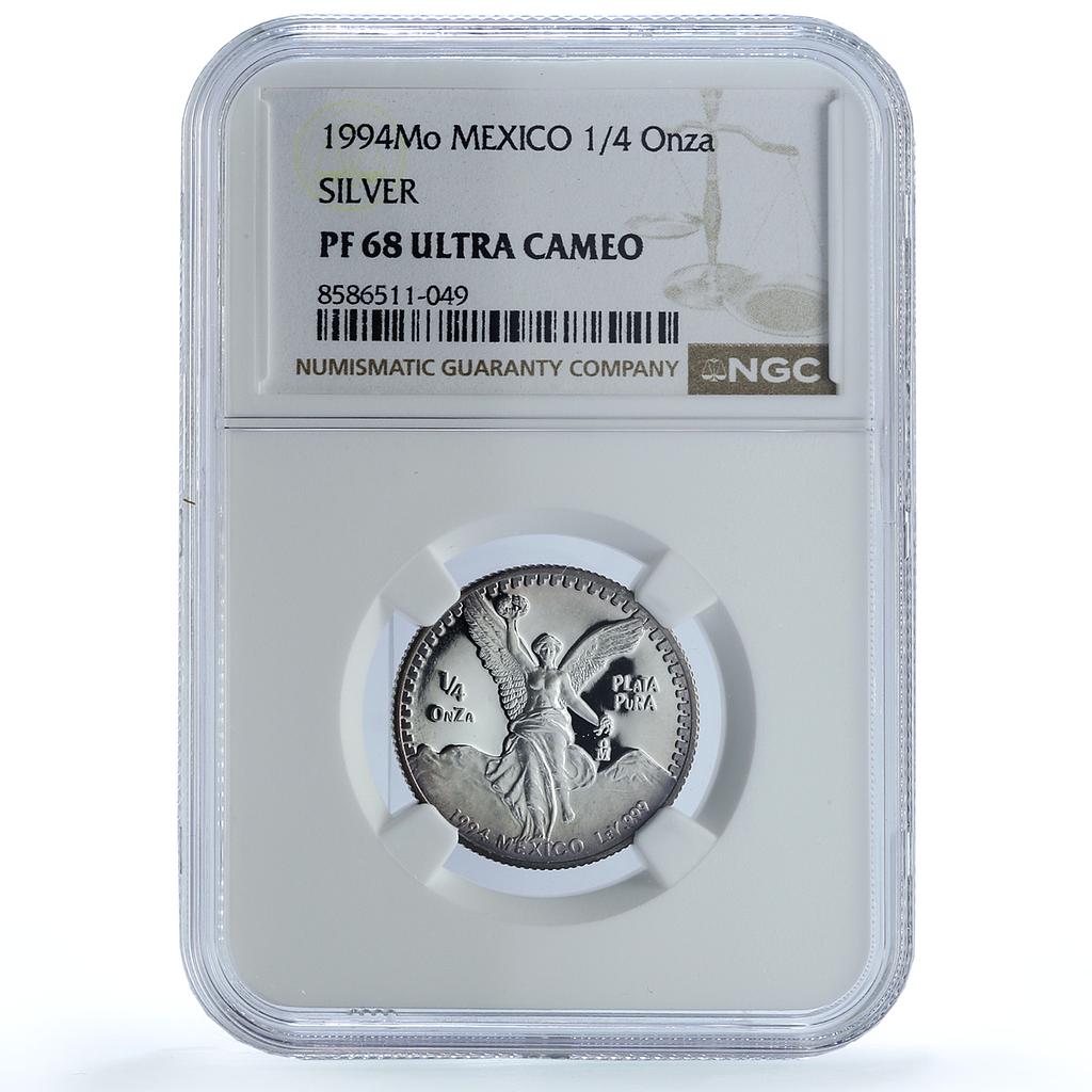 Mexico 1/4 onza Libertad Angel of Independence KM-544 PF 68 NGC silver coin 1994 Mexico 1/4 onza Libertad Angel of Independence KM-544 PF 68 NGC silver coin 1994