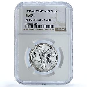 Mexico 1/2 onza Libertad Angel of Independence KM-545 PF 69 NGC silver coin 1994