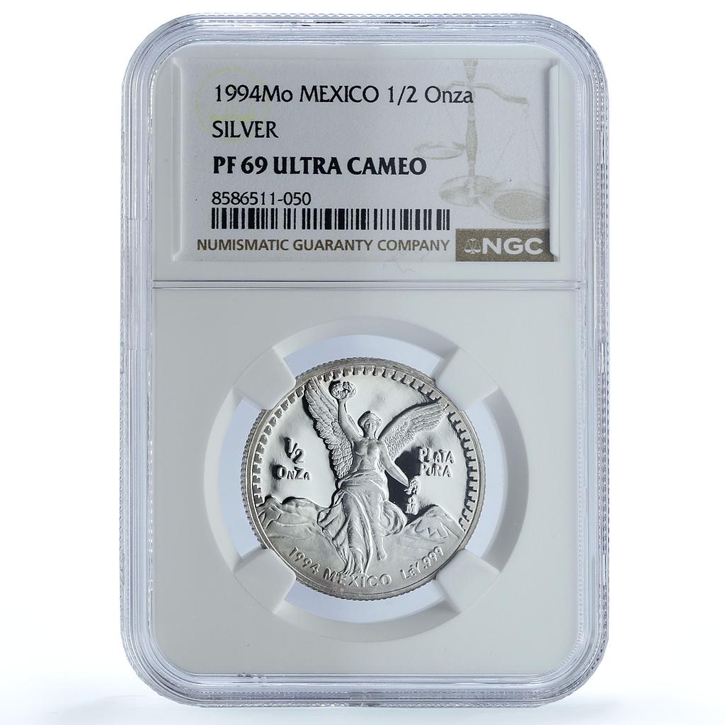 Mexico 1/2 onza Libertad Angel of Independence KM-545 PF 69 NGC silver coin 1994 Mexico 1/2 onza Libertad Angel of Independence KM-545 PF 69 NGC silver coin 1994