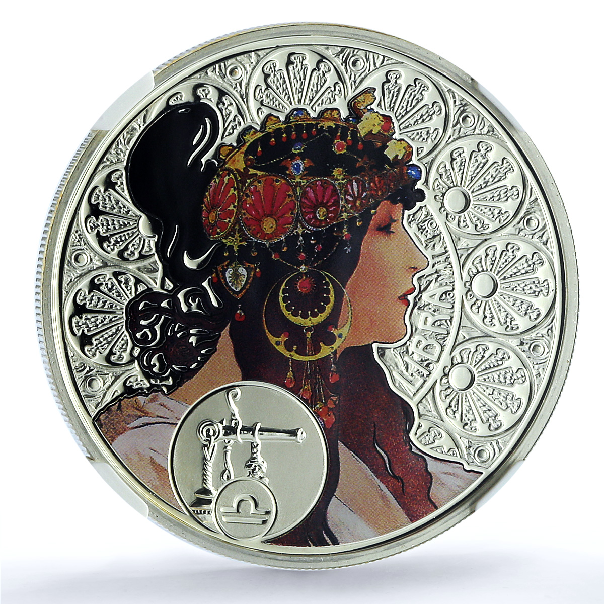 Niue 1 dollar Libra KM-501 Mucha Zodiac Signs Art PF 70 NGC silver coin 2011