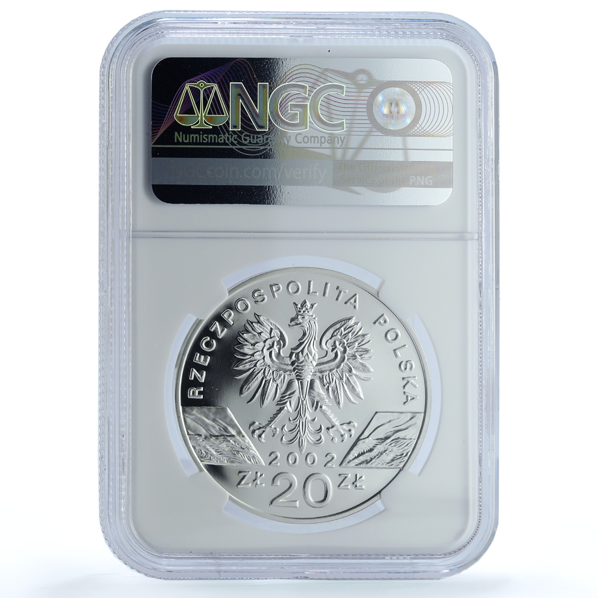 Poland 20 zlotych Pond Turtle Y#428 Wildlife Fauna PF 69 NGC silver coin 2002