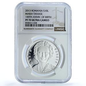 Romania 10 lei Maria Tanase KM-323 Music Singer PF 70 NGC silver coin 2013