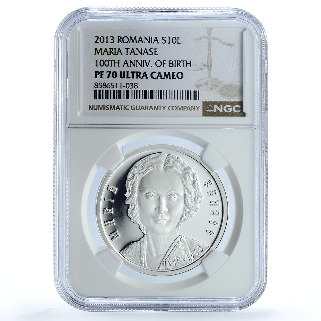 Romania 10 lei Maria Tanase KM-323 Music Singer PF 70 NGC silver coin 2013