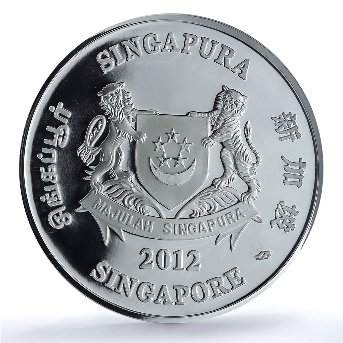 Singapore 10 dollars Year Dragon Piedfort KM-174a PF 69 NGC silver coin 2012