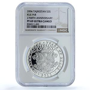 Tajikistan 3 somoni Kulyab City KM-20 Anniversary PF 69 NGC silver coin 2006