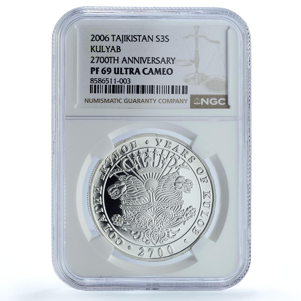 Tajikistan 3 somoni Kulyab City KM-20 Anniversary PF 69 NGC silver coin 2006