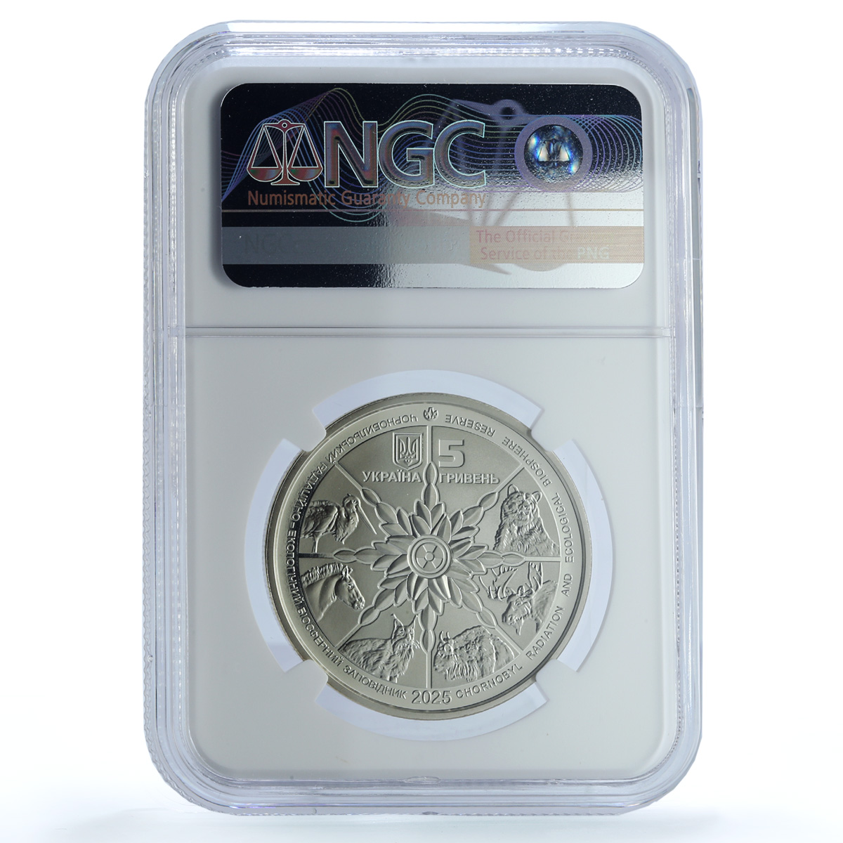 Ukraine 5 hryvnias Elk KM-1143 Chernobyl Fauna MS 70 NGC NiBrass coin 2025