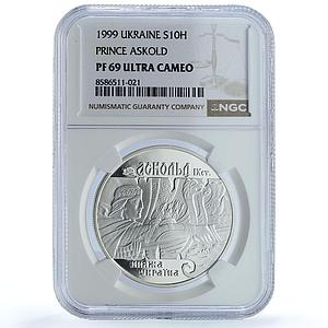 Ukraine 10 hryvnias Prince Askold KM-86 History Ship PF 69 NGC silver coin 1999