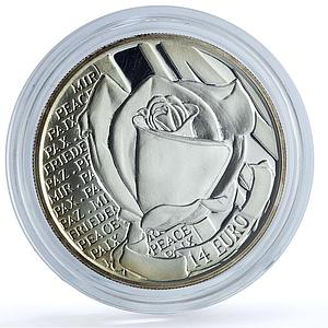 Bosnia and Herzegovina 14 euros Peace KM-88 Rose Flower proof silver coin 1996