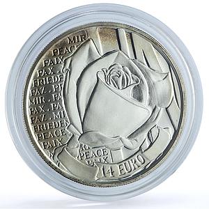 Bosnia and Herzegovina 14 euros Peace KM-88 Rose Flower proof silver coin 1996