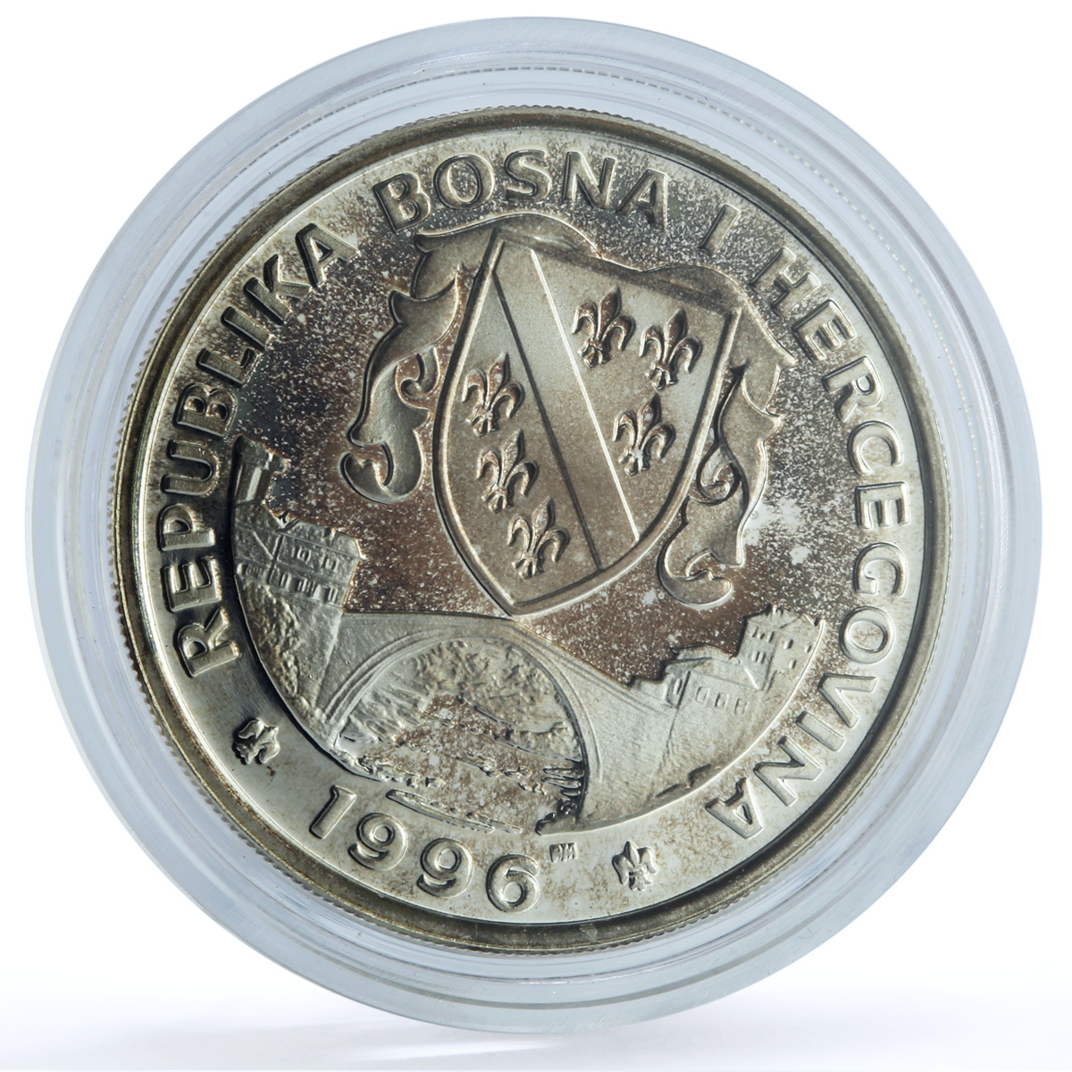 Bosnia and Herzegovina 14 euros Peace KM-88 Rose Flower proof silver coin 1996