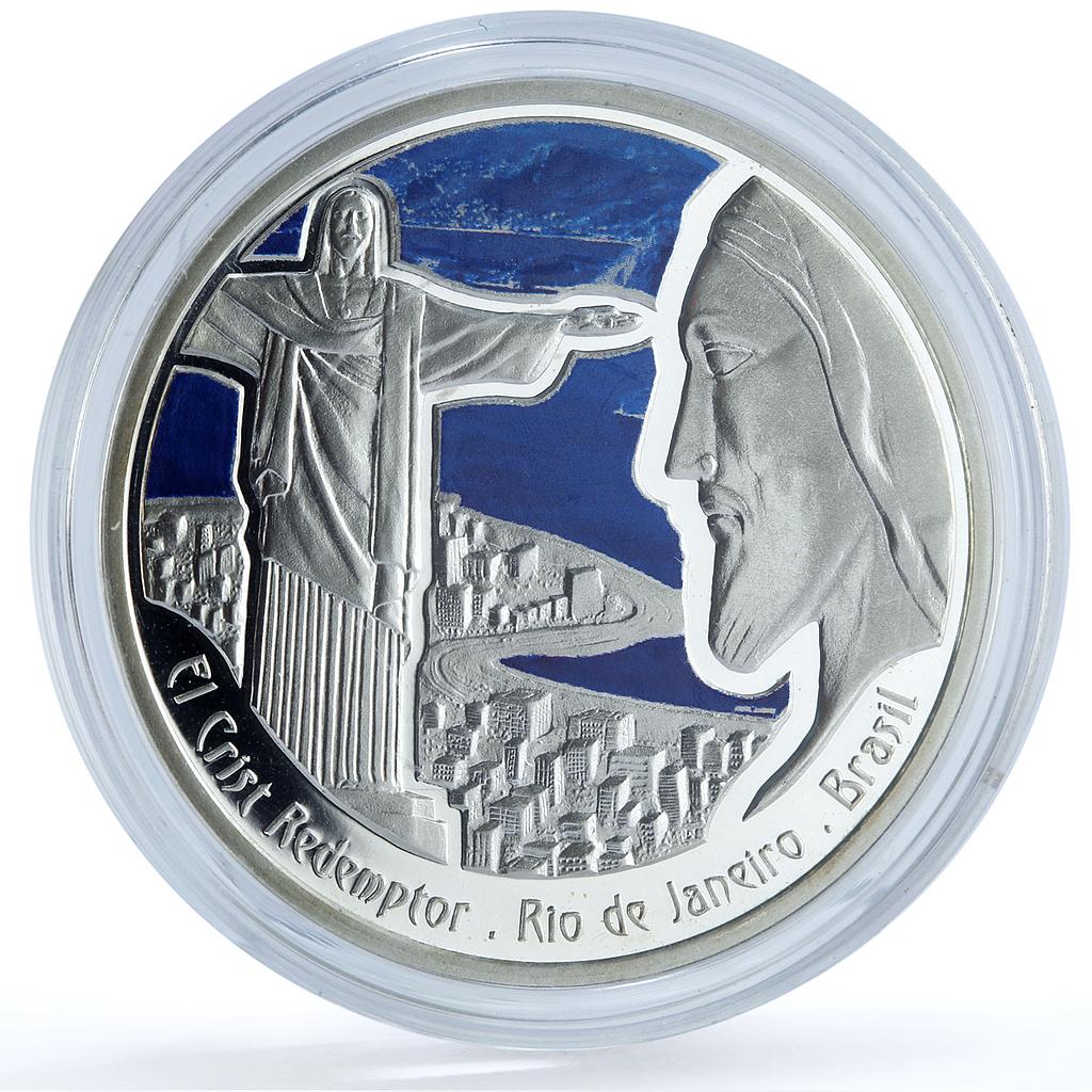 Andorra 10 diners Christ Redeemer Brazil KM-429 Wonders Statue silver coin 2009