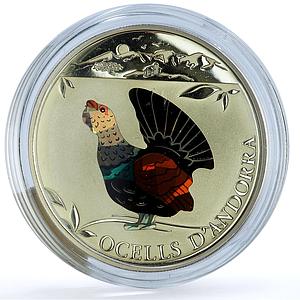 Andorra 5 diners Capercaillie Hologram KM-333 Fauna Bird proof silver coin 2012