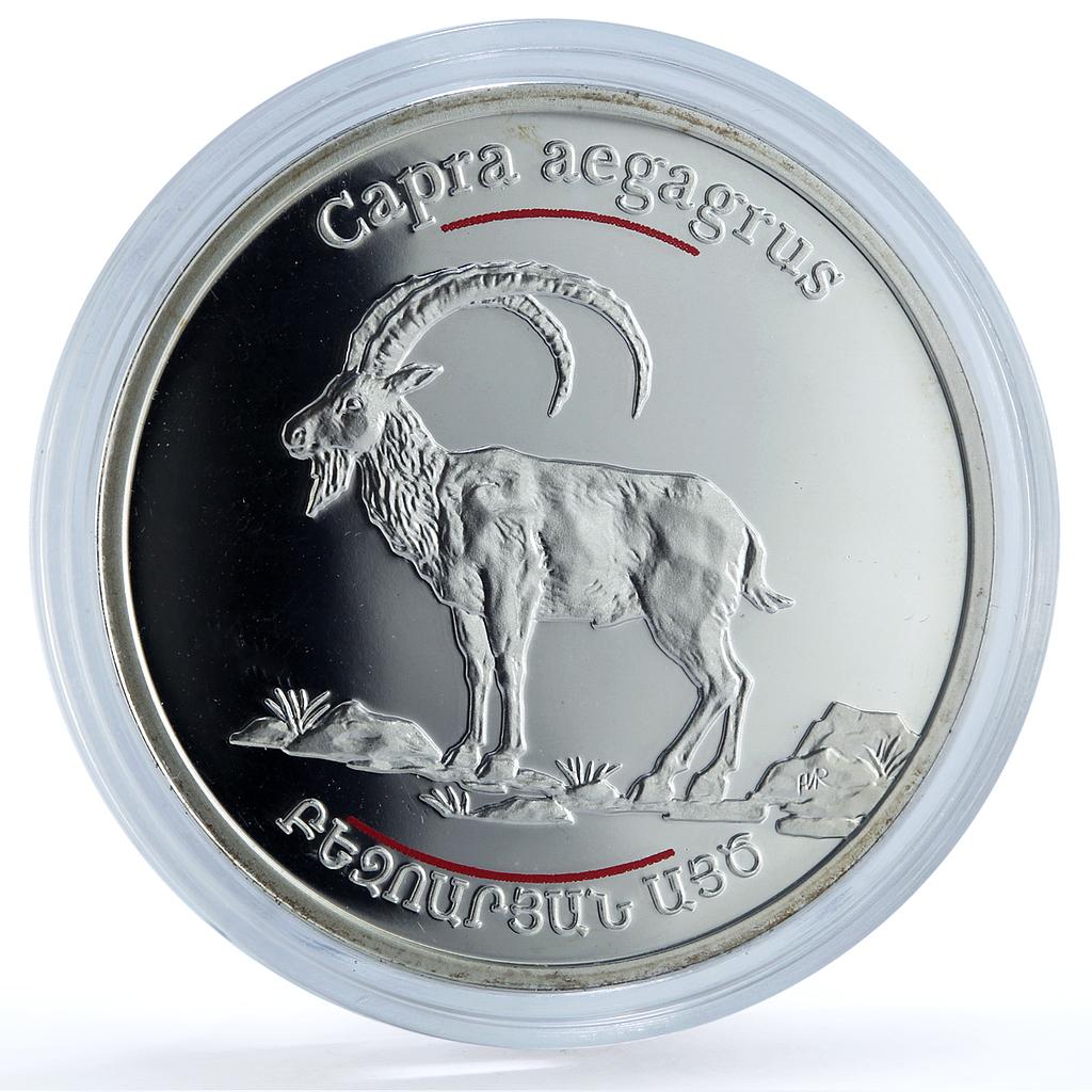 Armenia 100 dram Wild Goat KM-167 Wildlife Fauna proof silver coin 2008