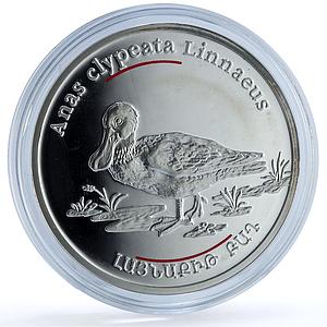 Armenia 100 dram Shoveler Duck KM-136 Wildlife Fauna Bird proof silver coin 2007