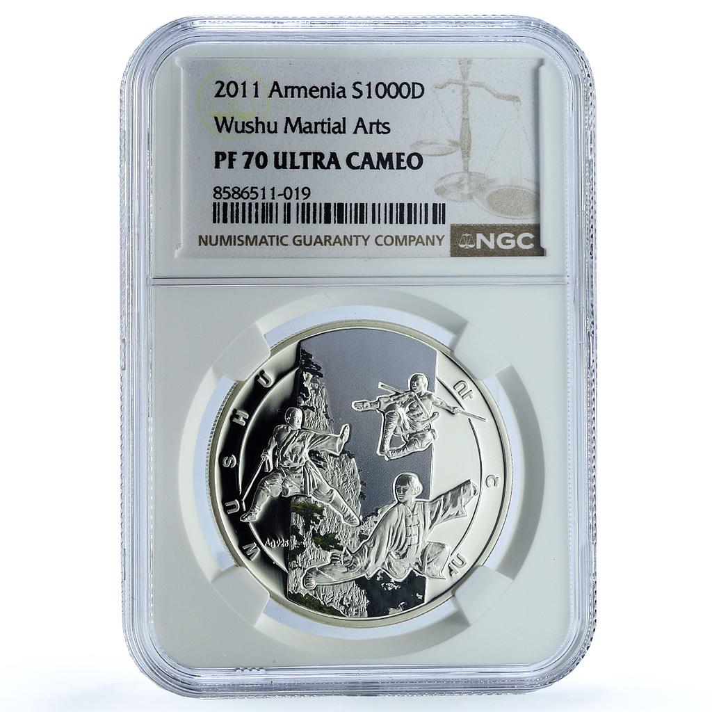 Armenia 1000 dram Wushu KM-201 Martial Arts Sports PF 70 NGC silver coin 2011
