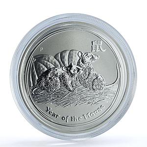 Australia 50 cents Year of the Rat KM-1879 Lunar Series 2 Mouse silver coin 2008