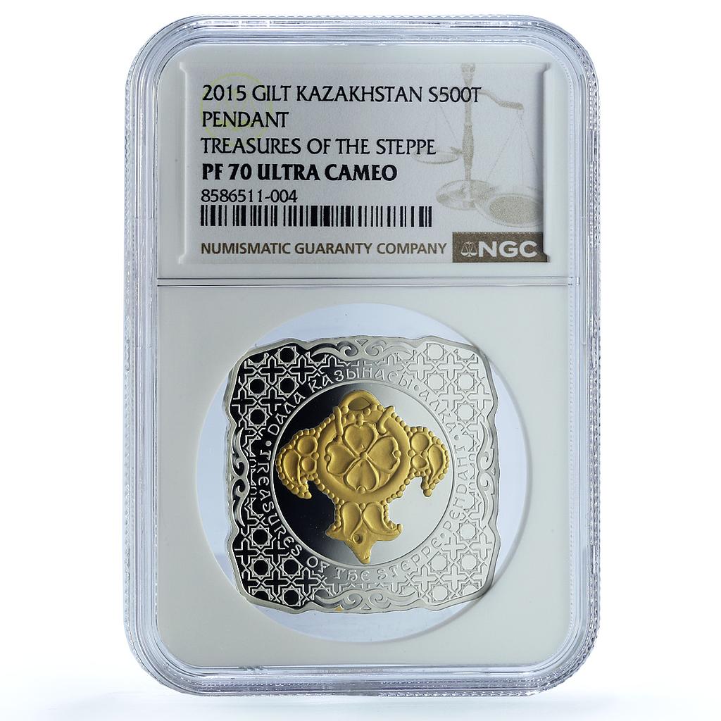 Kazakhstan 500 tenge Pendant KM-302 Treasures Art PF 70 NGC silver coin 2015 Kazakhstan 500 tenge Pendant KM-302 Treasures Art PF 70 NGC silver coin 2015
