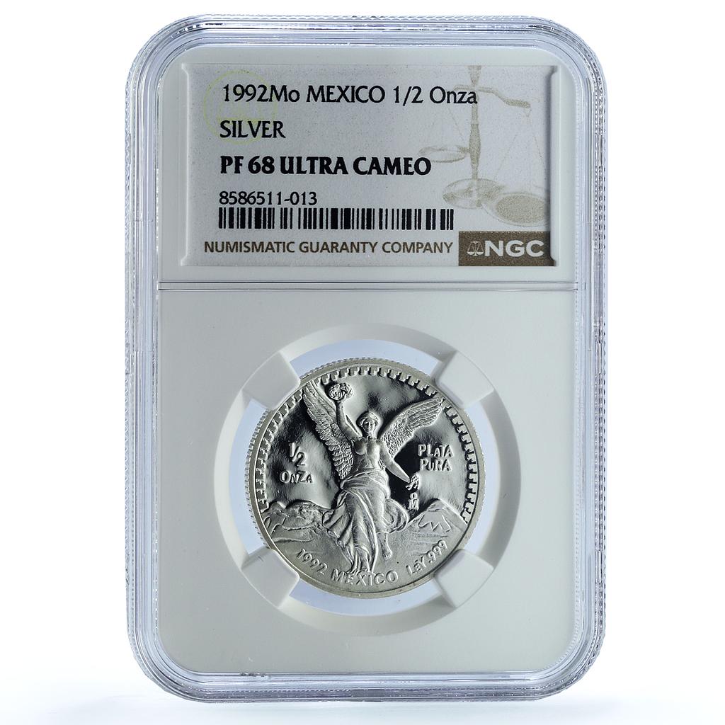 Mexico 1/2 onza Libertad Angel of Independence KM-542 PF68 NGC silver coin 1992 Mexico 1/2 onza Libertad Angel of Independence KM-542 PF68 NGC silver coin 1992