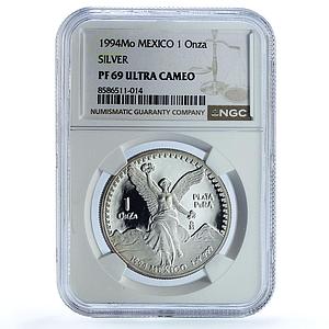 Mexico 1 onza Libertad Angel of Independence KM-494.4 PF 69 NGC silver coin 1994
