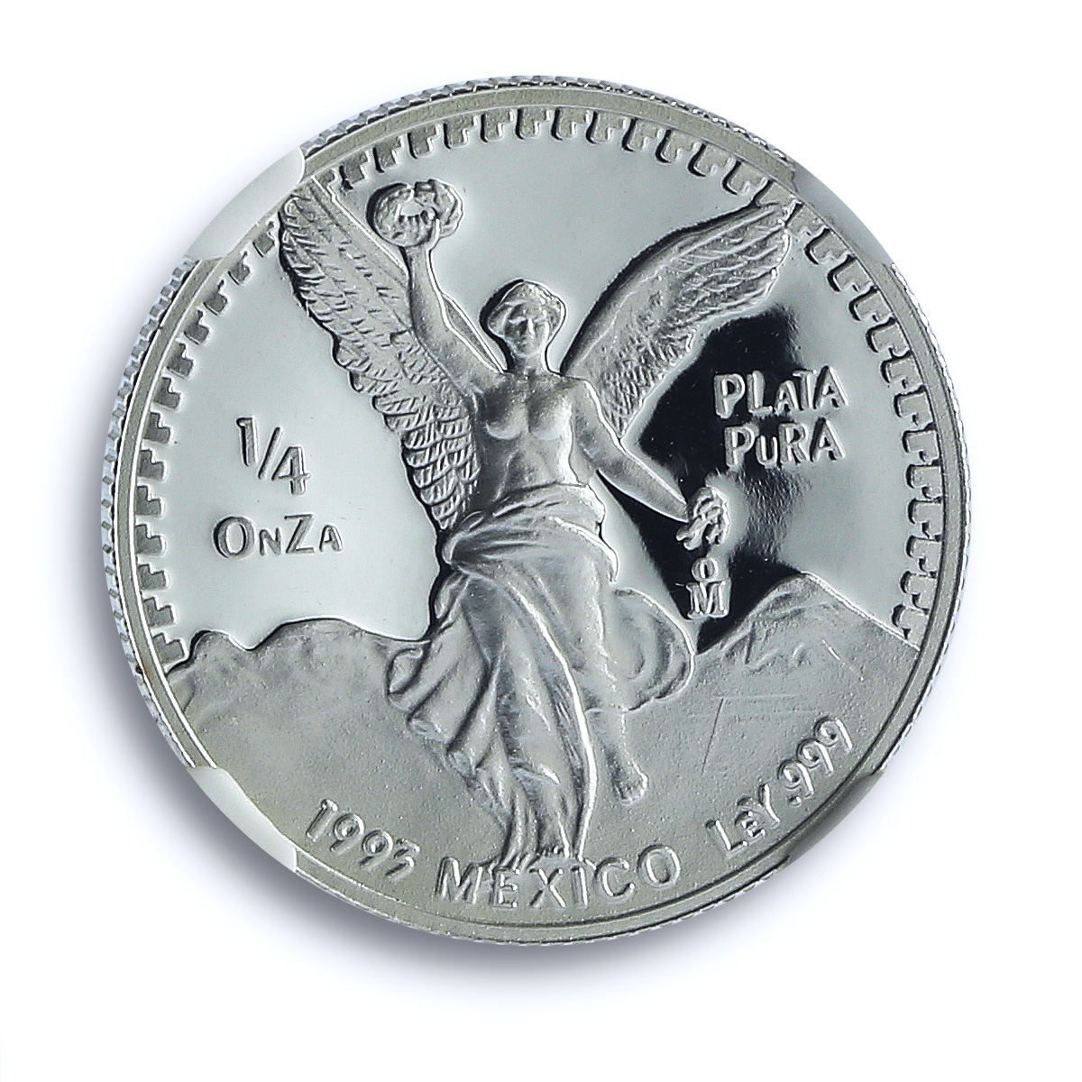 Mexico 1/4 onza Libertad Angel of Independence KM-544 PF 69 NGC silver coin 1993