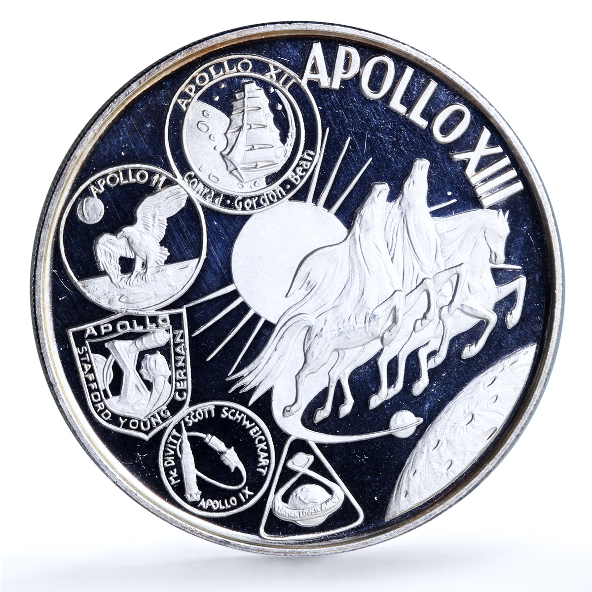 Fujairah 10 riyals Apollo XIII KM-19 Space Moon Landing Horse silver coin 1970