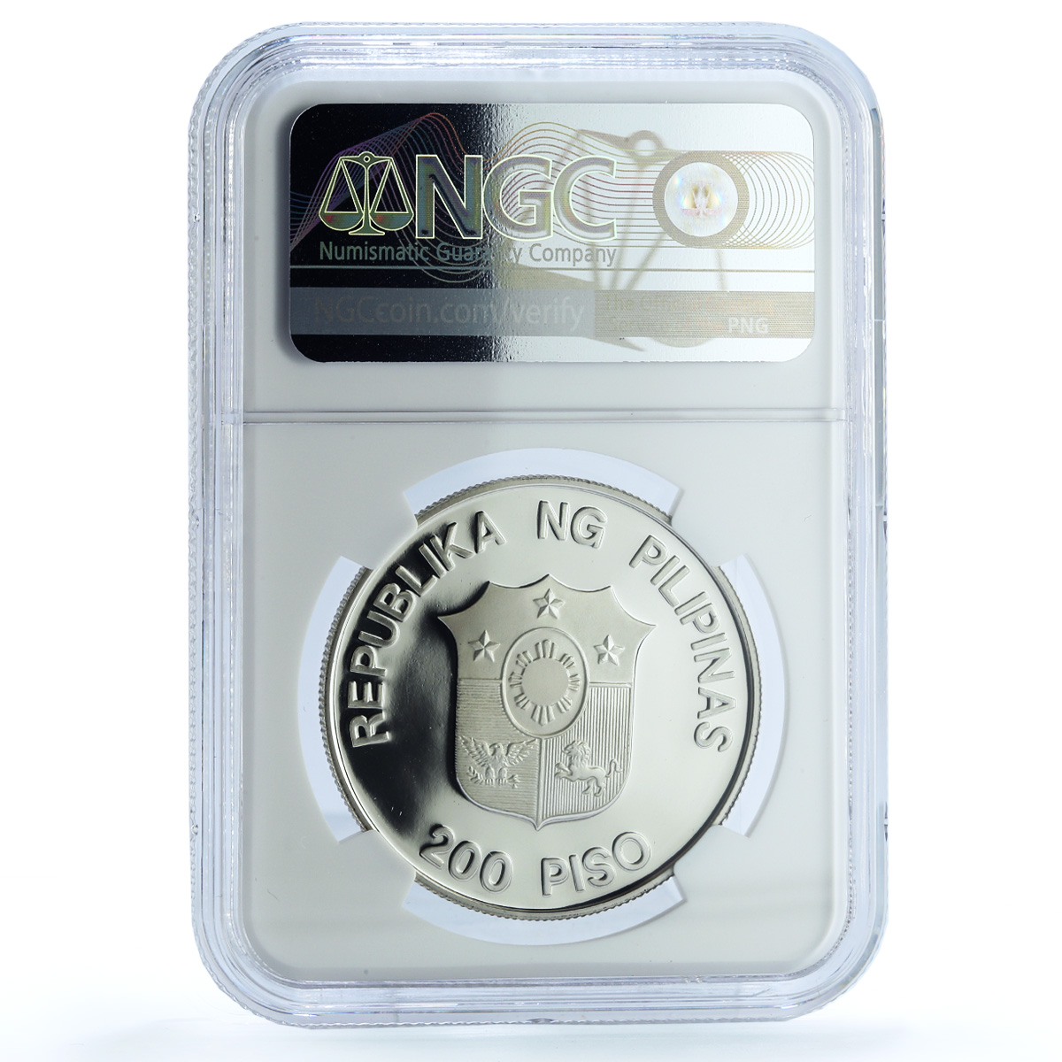 Philippines 200 piso Mindoro Buffalo KM-248 WWF Bull PF 69 NGC silver coin 1987