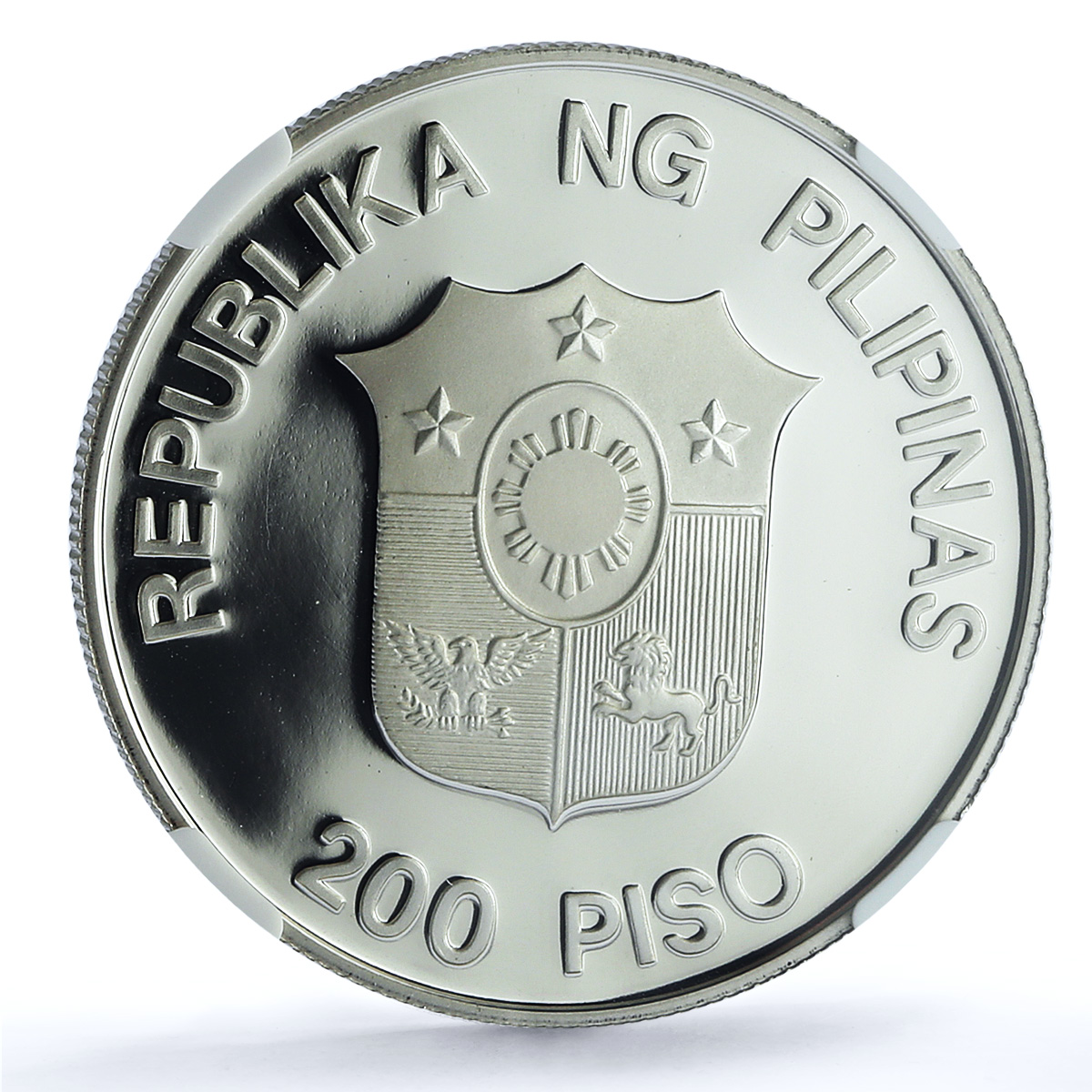 Philippines 200 piso Mindoro Buffalo KM-248 WWF Bull PF 69 NGC silver coin 1987