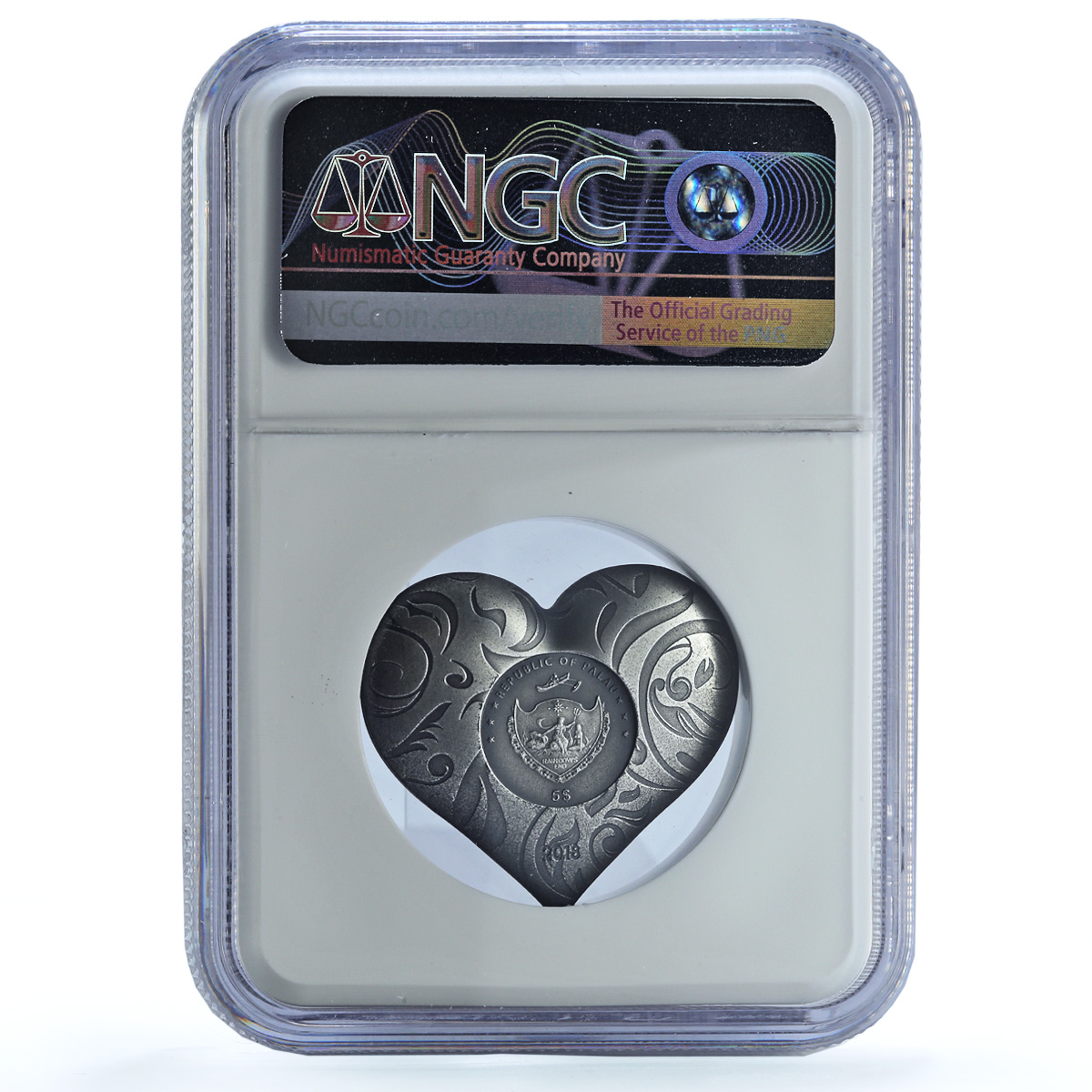 Palau 5 dollars Precious Heart KM-800 Love Gifts MS 67 NGC silver coin 2018