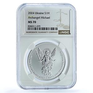 Ukraine 1 hryvnia Archangel Michael Archistratus MS 70 NGC silver coin 2024