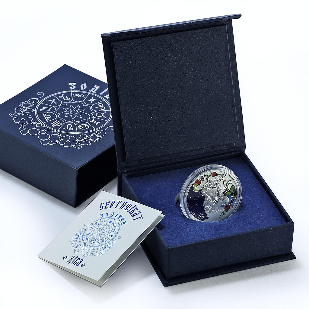 Niue 1 dollar Virgo Coloured Zodiac Signs Woman proof silver coin 2019