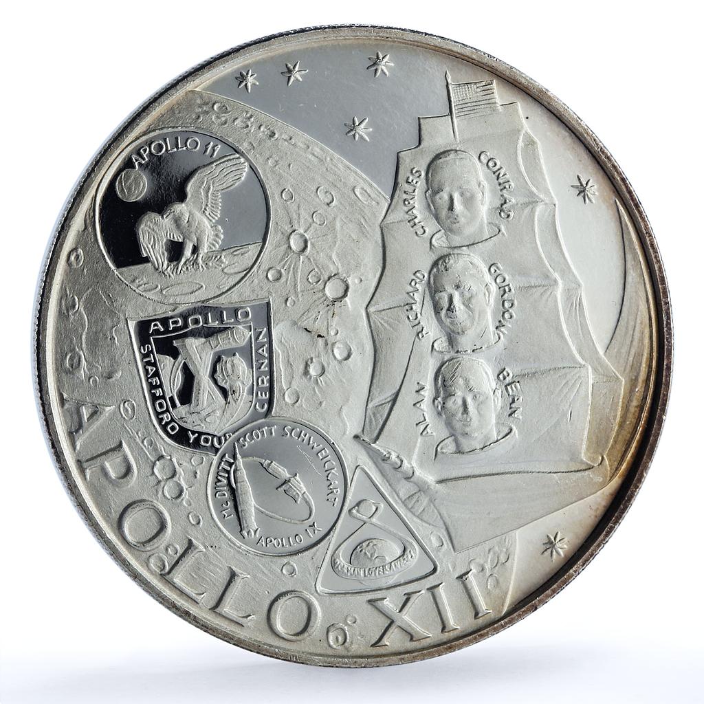 Fujairah 10 riyals Apollo XII KM-5 Space Moon Landing proof silver coin 1970