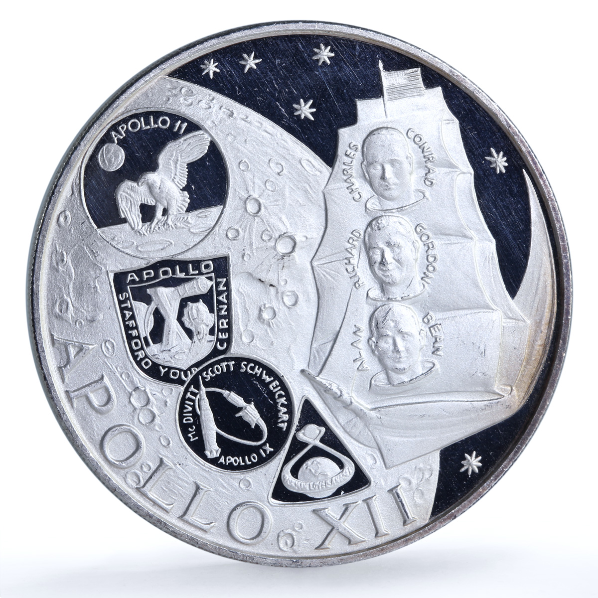 Fujairah 10 riyals Apollo XII KM-5 Space Moon Landing proof silver coin 1970