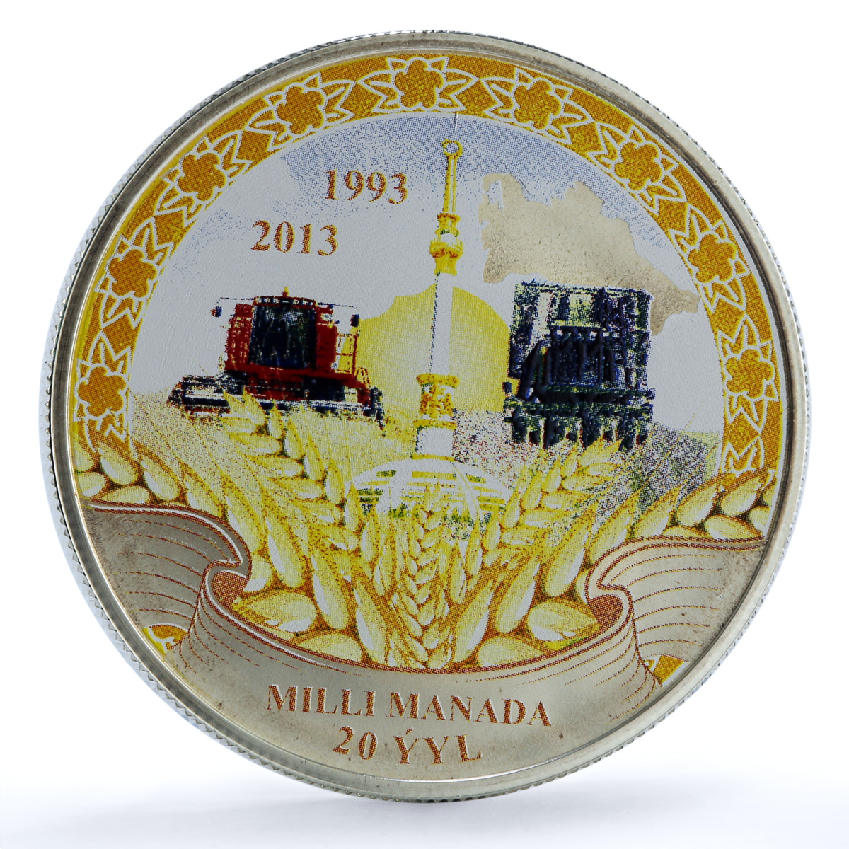 Turkmenistan 50 manat National Currency Coloured KM-182 proof silver coin 2013