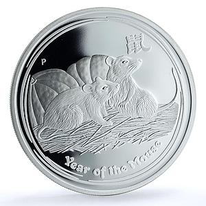 Australia 2 dollars Year Rat KM-1886 Lunar Series 2 Mouse proof silver coin 2008