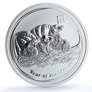 Australia 8 dollars Year Mouse Rat KM-1757 Lunar Series 2 5 oz silver coin 2008