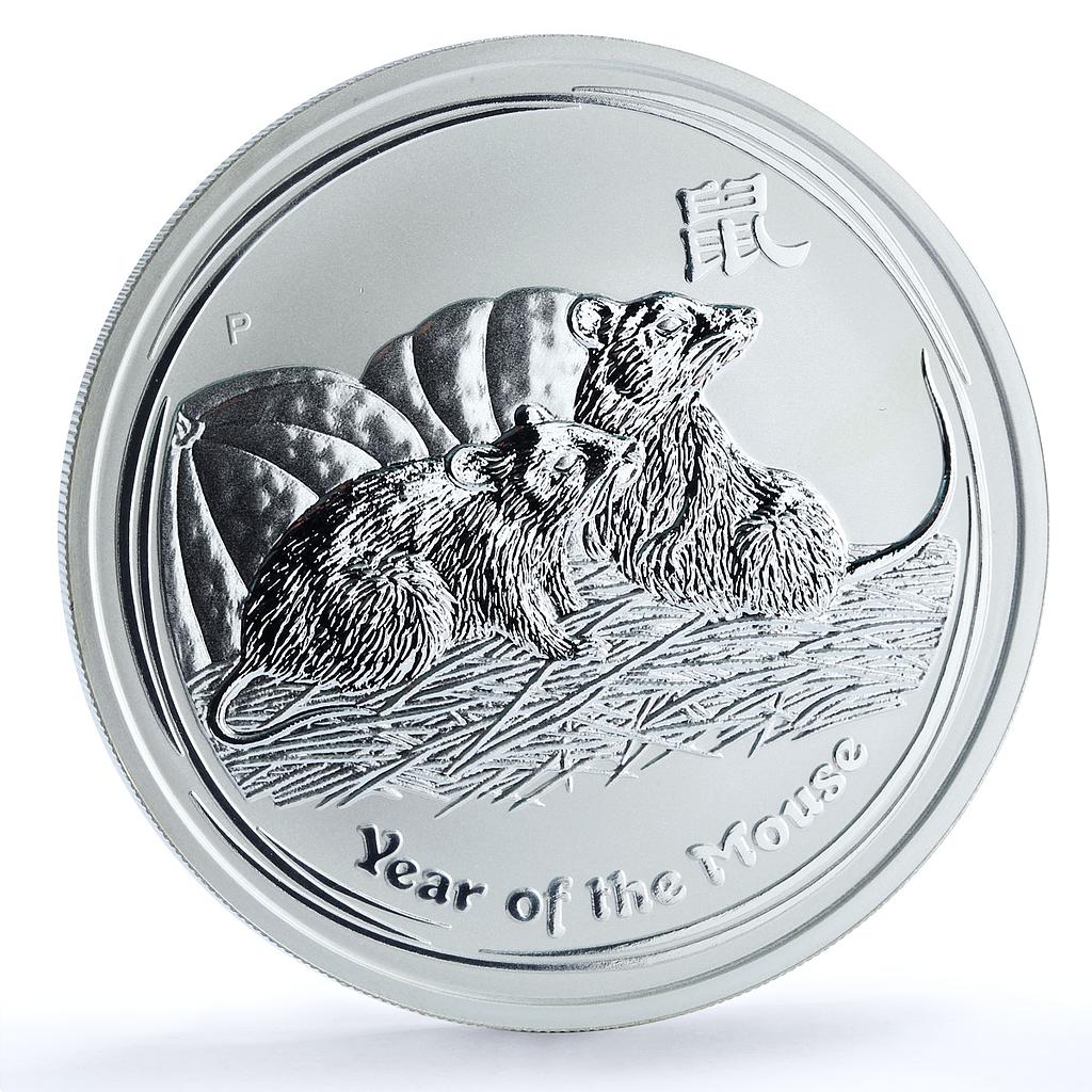 Australia 8 dollars Year Mouse Rat KM-1757 Lunar Series 2 5 oz silver coin 2008