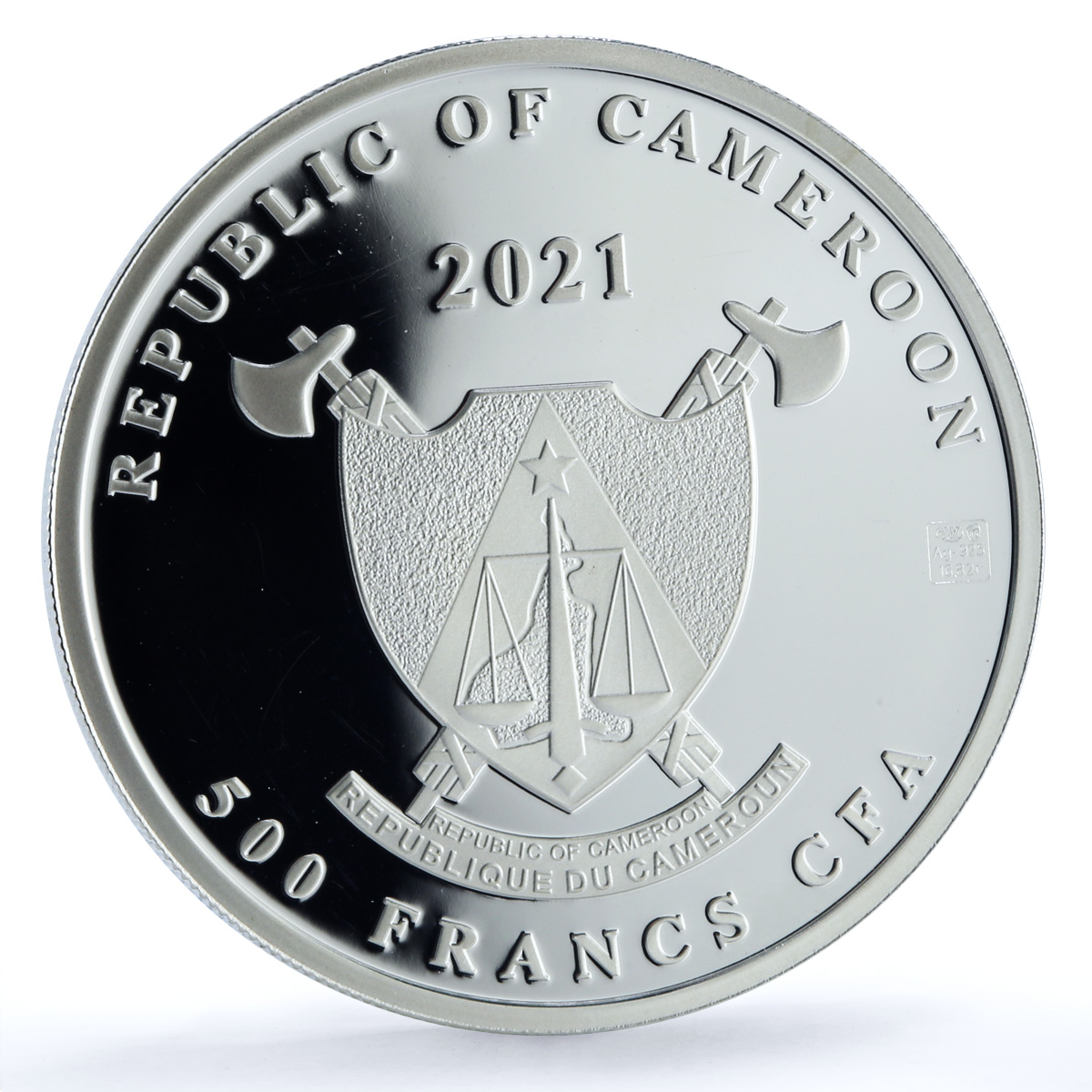 Cameroon 500 francs Swallow Nest Palace Birds Ship proof-like silver coin 2021