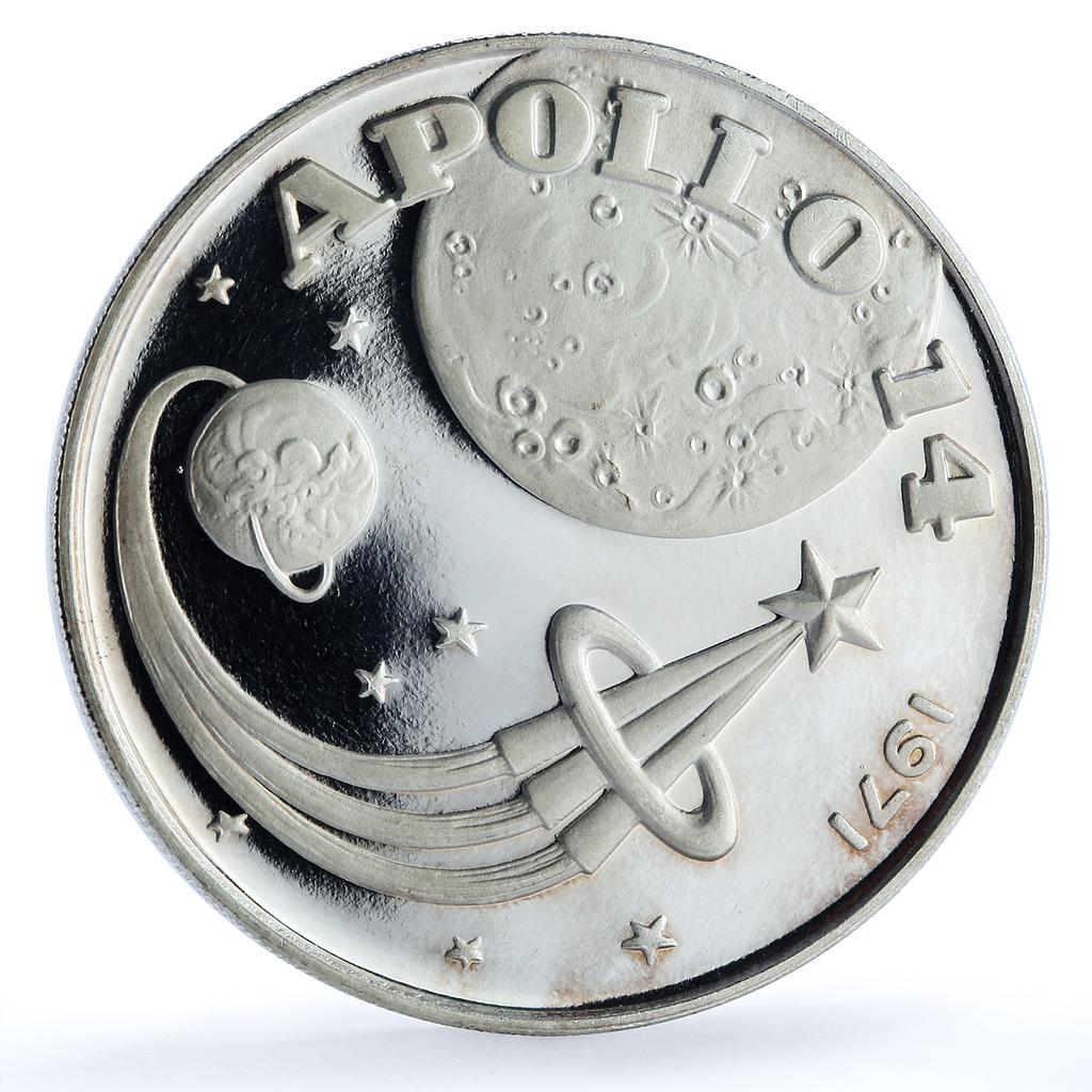 Fujairah 10 riyals Apollo XIV KM-22 Space Moon Landing Rocket silver coin 1970