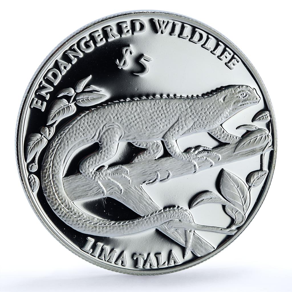 Tokelau 5 tala Emo Skink KM-17 Wildlife Fauna Lizard proof silver coin 1995