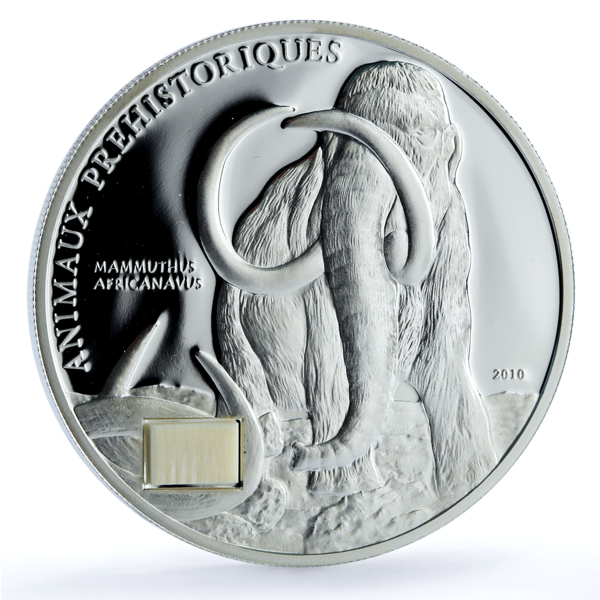 Ivory Coast 1000 francs Mammoth KM-6 Prehistoric Animals Fauna silver coin 2010