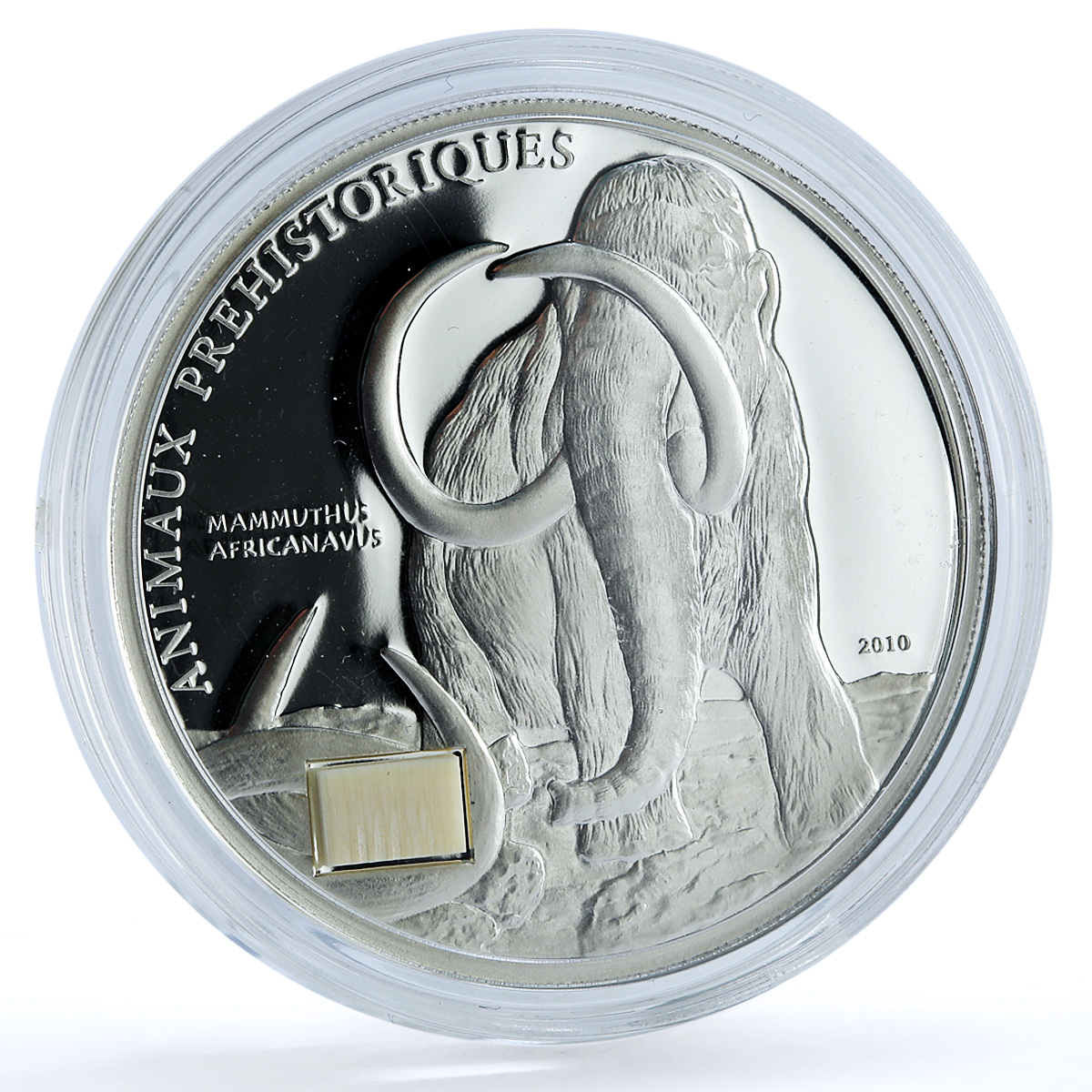 Ivory Coast 1000 francs Mammoth KM-6 Prehistoric Animals Fauna silver coin 2010