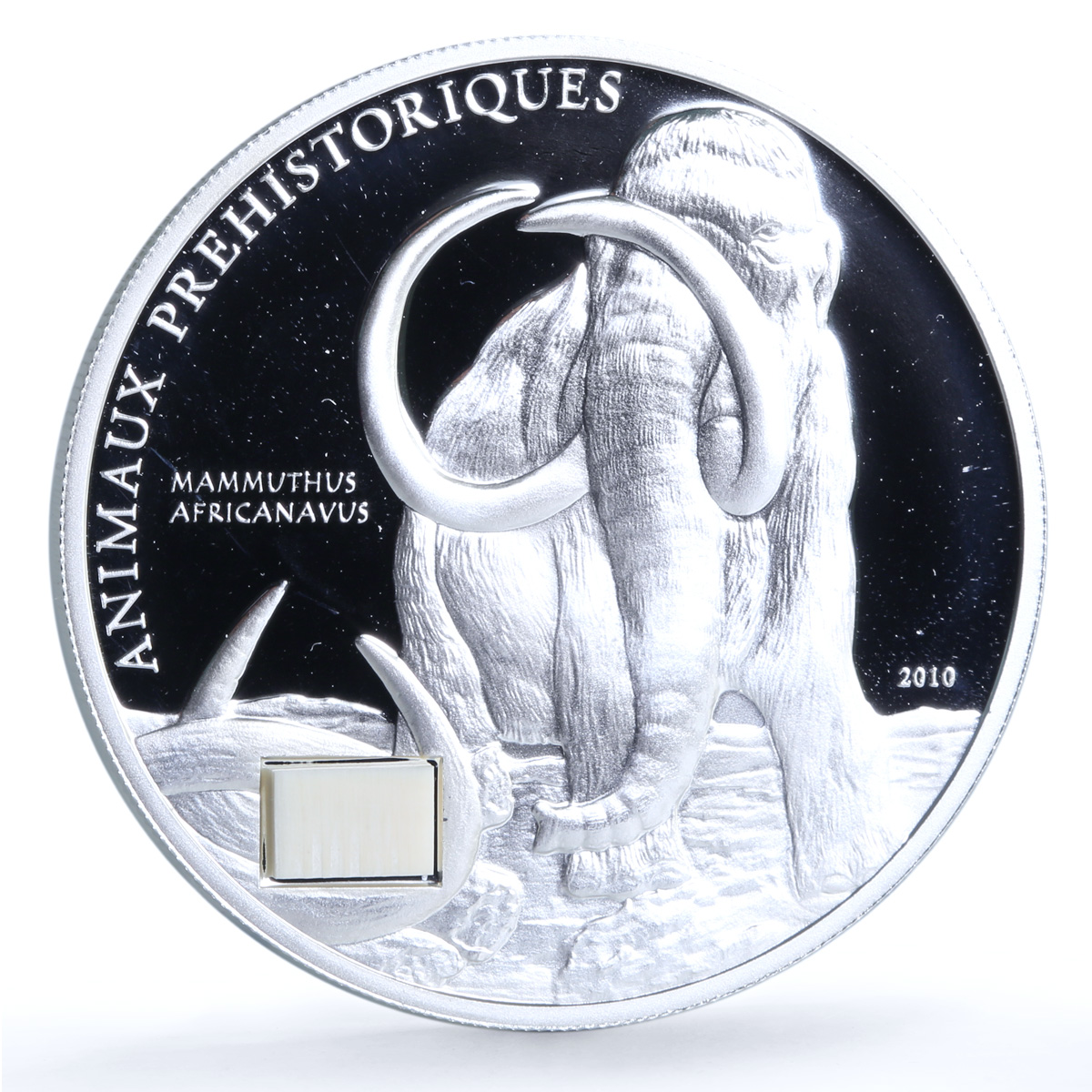 Ivory Coast 1000 francs Mammoth KM-6 Prehistoric Animals Fauna silver coin 2010