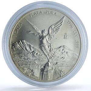 Mexico 1 onza Libertad Angel of Independence KM-613 Bullion silver coin 1996
