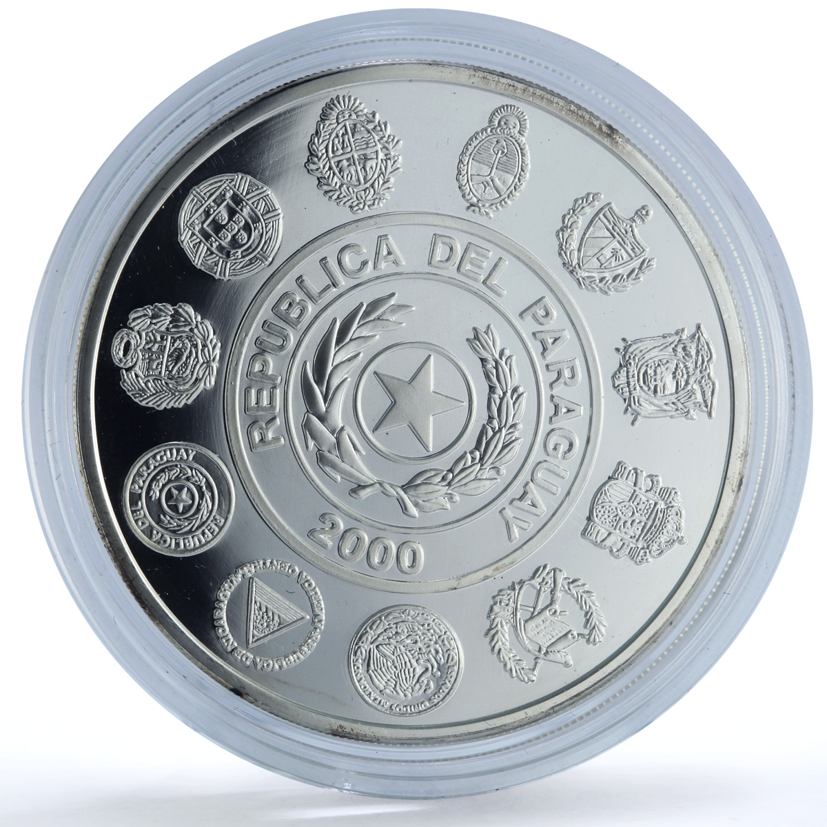 Paraguay 1 guarani Ibero-American Man Horse KM-196 silver coin 2000
