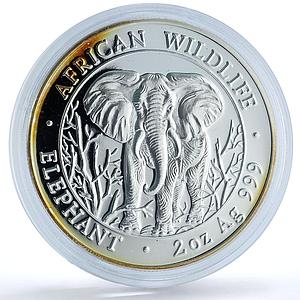 Somalia 2000 shillings Elephant African Wildlife 2 oz proof silver coin 2004