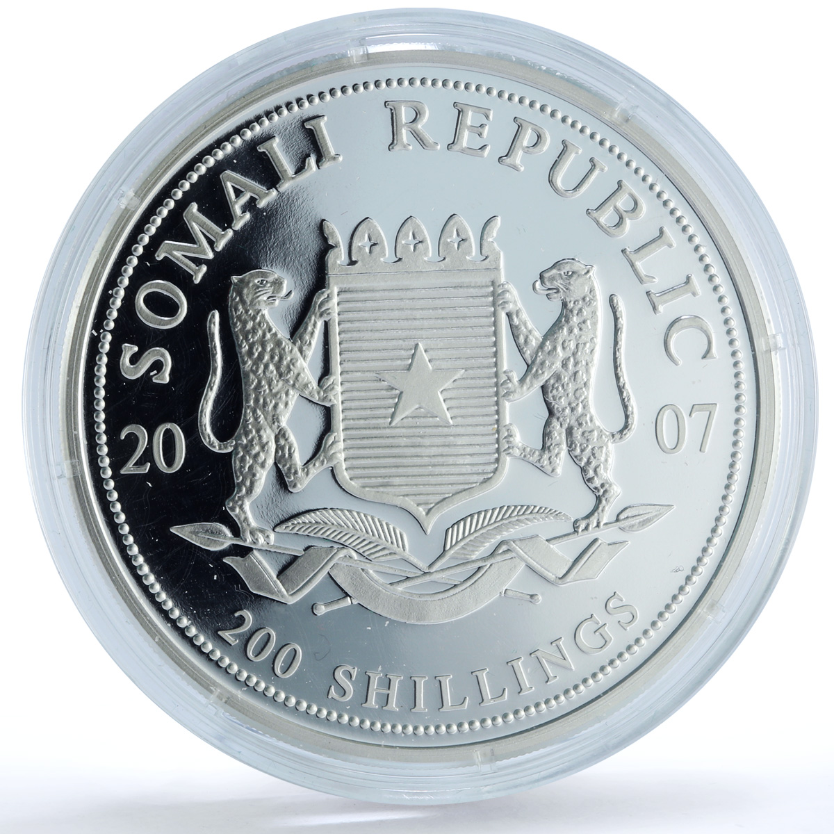 Somalia 200 shillings Elephant KM-179 African Wildlife 2 oz silver coin 2007