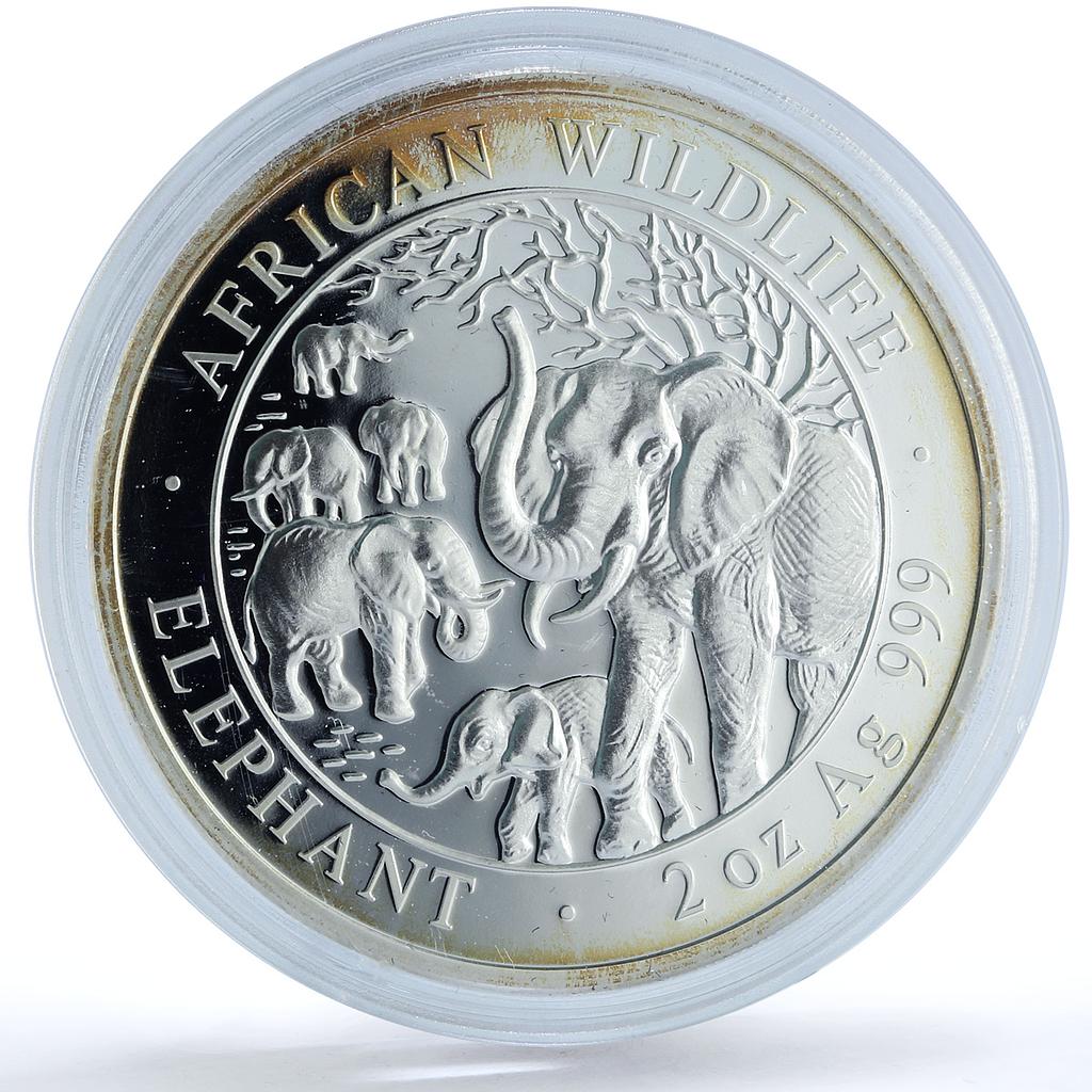 Somalia 200 shillings Elephant KM-207 African Wildlife 2 oz silver coin 2008