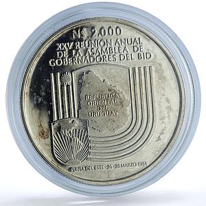 Uruguay 2000 pesos BID Meeting KM-88 Development Bank proof silver coin 1984