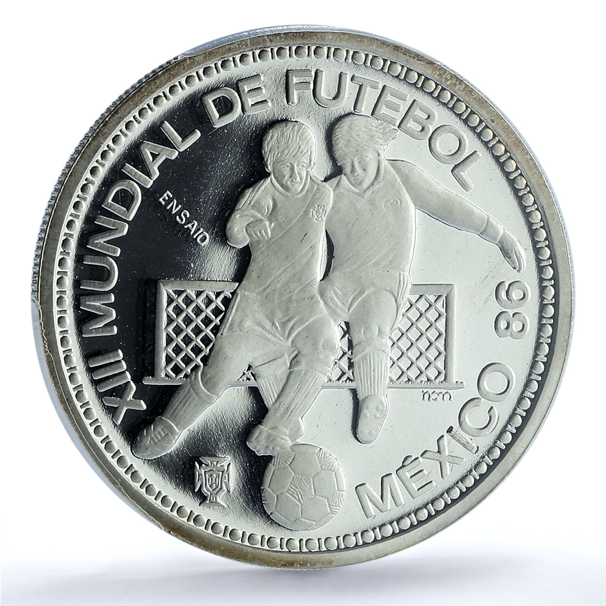 Portugal 100 escudos Football Cup Mexico Essai KM-637 PR 69 PCGS Ag coin 1986 Portugal 100 escudos Football Cup Mexico Essai KM-637 PR 69 PCGS Ag coin 1986